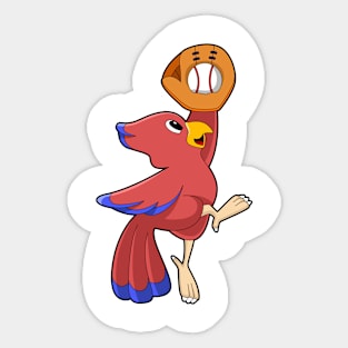 Bird at Baseball with Baseball glove Sticker